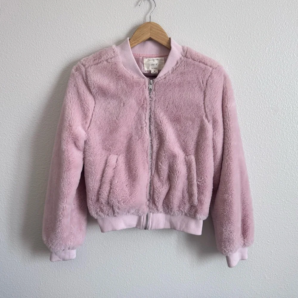 Women’s Pink Teddy Zip Jacket Size Medium - Picture 2 of 5